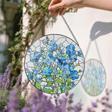 Stained Glass Window Hanging, 8 Inch Forget Me Not Stained Glass Suncatcher, Window Hanging Decor, Flower Sun Catchers, Gifts for Flower Lover, Birthday Gifts for Lover, Friend, Family, Teacher