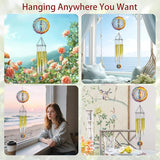 Wind Chime with Sun and Moon Spinner, Celestial Gift for Women, Hanging Metal Wind Catcher with 2" Center Pendant, 6" 3D Stainless Steel Kinetic Art for Garden Yard Décor