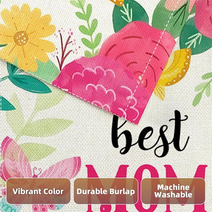 Mother's Day Garden Flags for Outside, Best MON Ever Floral Yard Decoration, Small Gift for Mom Grandmom, Seasonal Outdoor Decor for Farmhouse Summer Holiday,12x18 Inch Double Sided