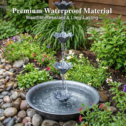 Topadorn 7.85 FT Chains Decorative Iron Gutter Chain with 12 Rain Collector Cups 12 Thick Iron Flower Cups Garden Decorative