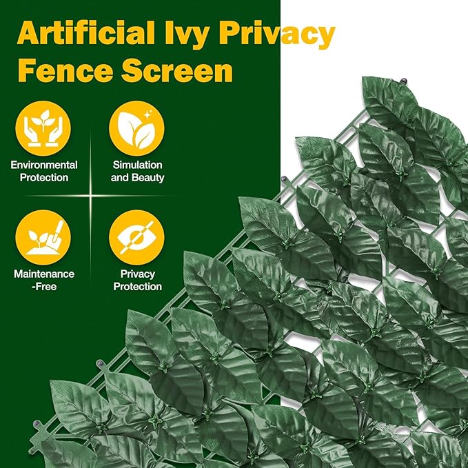 120x40 Inch Artificial Ivy Privacy Fence Screen, Faux Ivy Greenery Backdrop Ivy Vine Leaf Hedges Fencing Panels Greenery Wall Privacy for Patio, Balcony, Garden, Backyard Indoor Outdoor Decor