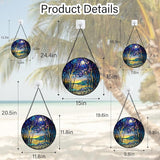 Stained Glass Window Hanging Blue Purple Forest Trees Landscape Moon 9.8" - Suncatcher Door Garden Sun Catcher Home Decor Birthday Christmas for Mom Men Woman Nana