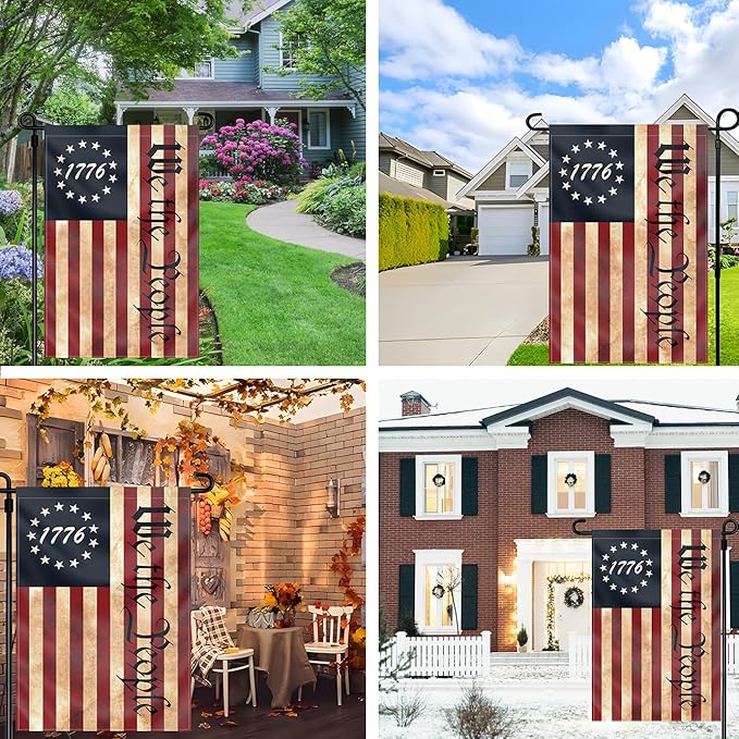 We The People 1776 Flag Double Sided 12x18in Outdoor Vintage American Betsy Ross 13 Star Flags for Yard Lawn Home Garden Decor USA Flag