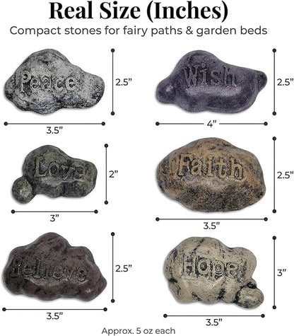 Lulu Decor, 100% Cast Iron Fairy Sayings Stepping Stones Garden Decor Fairy Garden Accessories (Set of 6)
