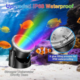POPOSOAP RGB Underwater Pond Lights, IP68 Waterproof LED Pond Lights with Remote, Timer & Memory Function Fountain Lights for Pond Fountain Waterfall Aquarium Swimming Pool Outdoor Decoration 4-Head