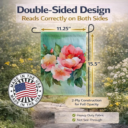 Caroline's Treasures Georgia Cherokee Rose in Watercolor Garden Flag Mailbox Flag Decorative Yard Flag Banner Outside Patio Artwork Yard Flower Beds, Garden Size, Multicolor