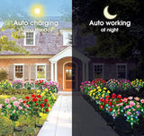 Ouddy Decor 4 Pack Solar Garden Lights, Solar Azalea Flowers with 56 Colorful LED Upgrade Waterproof Pathway Lights for Yard Decor Fence Patio Lawn Decor Mothers Day Gardening Gifts