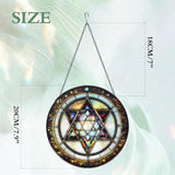 Star of David Stained Glass Window Hanging Suncatcher with Chain - 7.9" Outdoor/Indoor Art Decor for Home Garden, Thanksgiving, Wedding, Mother's, Valentine's & Christmas Ornaments Present