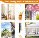 MUMTOP Wind Chimes for Outside Clearance - Garden Wind Chimes with Resin Face Cup Cocktail, 32 Inch Tropical Metal Windchimes for Patio Outdoor Porch Yard Decor Gifts(Orange)