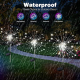 btfarm 2 Pack 120 LED Solar Garden Lights Outdoor, 8 Modes Firework Lights Solar Powered, Waterproof Twinkle Fairy Light Outside for Yard Patio Pathway Pool Christmas Party Decorative, Cool White