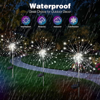 btfarm 1 Pack Solar Garden Lights Outdoor, 8 Modes Firework Lights Solar Powered, Waterproof Twinkle Fairy Light Outside for Yard Patio Pathway Pool Christmas Party Decorative, Cool White