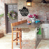 MeMate Backyard Sign and Decor Outdoor, Customized Backyard Bar and Grill Metal Sign, Personalized Outdoor Metal Signs, Large Plaque Wall Hanging Art for Patio, Men Caves, Restaurants