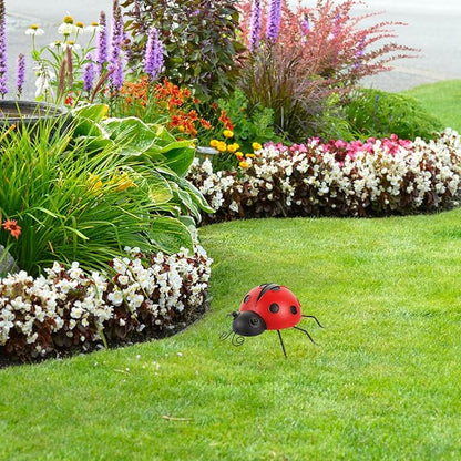 3pcs Iron Ladybug Ornaments Outdoor Garden Decor Simulation Beetle Sculptures Patio Lawn Decorations for Home Terrace Tabletop