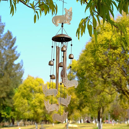 GDNSFIT Corgi Wind Chimes for Outside, Metal Windchimes Outdoors, Corgi Gifts for Women/Men, Memorial/Birthday Gifts, Garden Decor for Outside, Patio or Yard, Durable Chimes for Outdoors