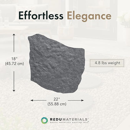 TierraVerde 4-Pack 18”x22” Natural Rock Rubber Stepping Stones, Grey – Non-Slip Outdoor Faux Decorative Set for Landscaping & Gardening – DIY Decor for Walkways & Yard Pathways