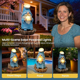 GIGALUMI Garden Gnomes, Solar Statue Outdoor Decor, Gnome Gifts Decoration with LED for Patio Yard Lawn Balcony, Christmas/Birthday Gift for Mom Women