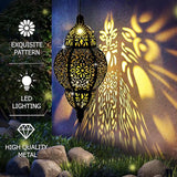 Hanging Solar Lantern Outdoor Decor, Moroccan Solar Lights for Outside Garden Decorations, Waterproof Solar Lanterns Garden Gifts for Mom, Women, Patio, Yard Ornament (Black)