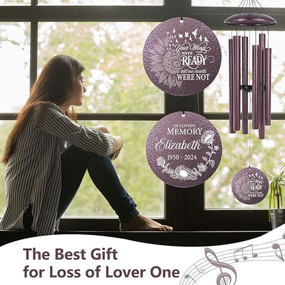 ASTARIN Personalized Memorial Wind Chime for Loss of Loved One 30/36/45 inch, Sympathy Deep Tone Wind Chimes for Mom Dad/Mother Father, Remembrance Gifts for Grief Condolence Funeral, Produced in USA