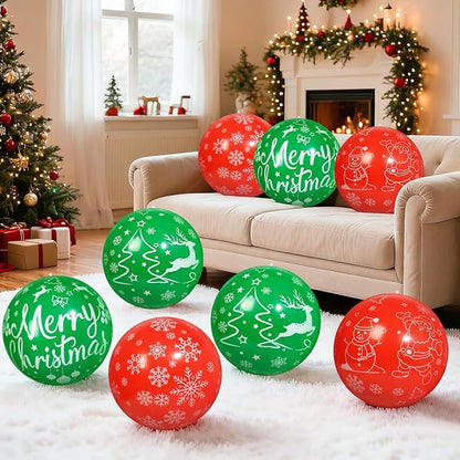 8 PCS 16 Inch Christmas Inflatable Balls Outdoor Inflatable Christmas Ball Ornaments for Xmas Garden Lawn Yard Holiday Front Door Window Decoration