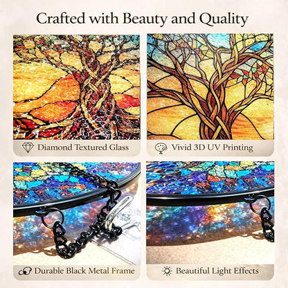 Celtic Tree of Life Suncatcher Window Hanging, 7.8" Stained Glass Decor, Symbolic Gift for Family and Loved Ones, Home Decor for Window, Wall, Living Room, Sunroom and Garden