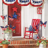6 Pcs 4th of July Decorations Outdoor,18.2" Red White Blue Metal Butterfly Decorative Garden Stakes for Independence Day,Americana Patriotic Yard Signs Decor for Garden Lawn Porch