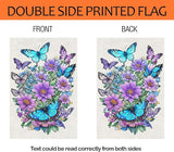 Spring Summer House Flag 28x40 Double Sided, Butterfly Floral Flower Large Garden Flags for Outside Holiday Seasonal Yard Decorations for Home