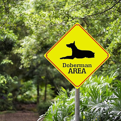 Caution Doberman Crossing XING Tin Sign Doberman Dog Area Warning Street Sign Doberman Novelty Caution Road Sign for Home Man Cave Door Porch Garden 10x10in