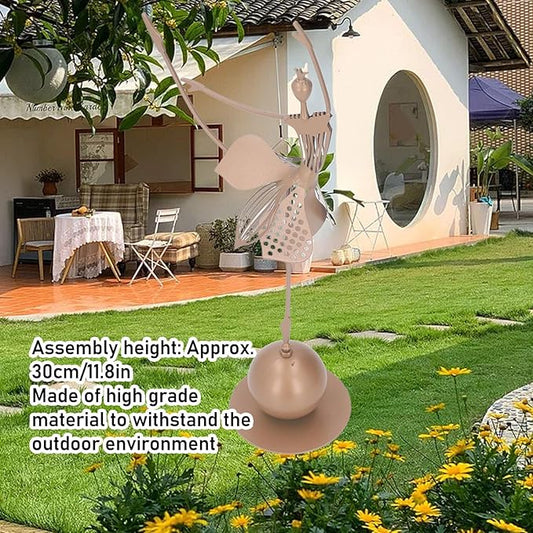 Garden Metal Decoration,Weatherproof Outdoor Metal Statue for Farmhouse Pathway Lawn Dancing Girl Statue Lifelike Waterproof Colorfast Rugged Garden Dancing Girl Decoration