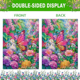 Spring Garden Flag for Outside 12x18 Inch Double Sided, Butterfly Flowers Small Yard Outdoor Flags for Seasonal Spring Summer Farmhouse Holiday Decoration