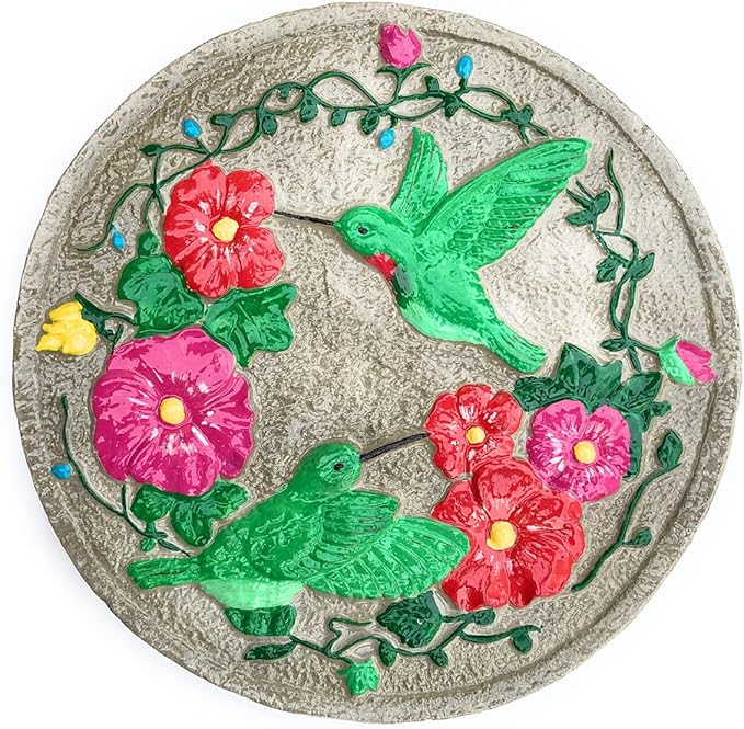 MADE IN USA Hummingbird and Flowers Round Stepping Stone Mold, Concrete Cement Mold, Stepping Stones for Garden Walkway, DIY walkway stepping stones, Round Statue for Garden, Round Garden Decor Mold