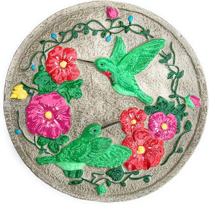 MADE IN USA Hummingbird and Flowers Round Stepping Stone Mold, Concrete Cement Mold, Stepping Stones for Garden Walkway, DIY walkway stepping stones, Round Statue for Garden, Round Garden Decor Mold