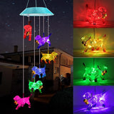 Solar Dog Gift for Mom Girls, Color Changing Solar Wind Chimes for Outside, Outdoor Decorative Mobile Lights for Garden, Yard, Patio, Window, Party Decorations, Gift for Women