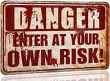Halloween Decorations Outdoor Scary Metal Sign Halloween Bloody Horror Signs For Party Enter At Your Own Risk 12"x8"