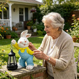 Outdoor Bunny Statue Solar Lantern for Garden Yard Lawn Patio White Rabbit Figurine Decorations Housewarming for Mom Grandma Women