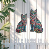 LIFFY Boho Cat Metal Wall Decor - Cute Hanging Meal Wall Art, Farmhouse Decor Meets Mid-Century Bohemian, Modern Decoration, Lovely Cat Gifts, for Women