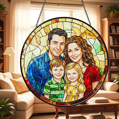 Personalized Grandma Stained Glass Sun Catcher, Custom Photo Window Hanging, Personalized Stained Glass, Gift for Grandma, Grandparents, Christmas, Birthday, Keepsake, Christmas Ornament, P1