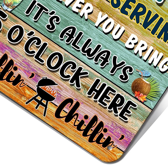Welcome Patio Bar Signs Backyard Outdoor Porch Wall Decor Garden Metal Sign Decorations For Tiki Camper Accessories 16x12 Inch