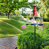 Kinetic Art Wind Sculpture - Summer Lighthouse Sailboat Windmills, Nautical Art Garden Windmills, Large Metal Sailboat Wind Spinners Decor for Outdoor Yard and Garden (1pc)
