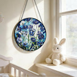 Stained Glass Blue Daisy Flower Suncatcher 7.8 Inch Rainbow Maker Window Hanging for Garden Outdoor Home Decor, Mom Friends Gift for Housewarming Birthday Christmas