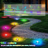Outdoor Ground & Underwater Pond Lights 47ft - RGB Music Sync, IP68 Waterproof DIY Scene Modes, Works with Alexa Google Assistant, Safe 12V Low-Voltage Path Lights for Garden Patio Pool Wedding Party