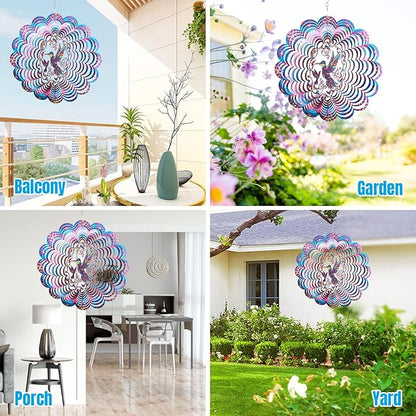 Wind Spinners Outdoor, Hummingbird Metal 3D Hanging Garden Decor, 12-inch Stainless Steel Wind Spinner with Tail Spinner, Wind Sculptures for Patio Lawn Yard, Ornament Gift for Women/Men