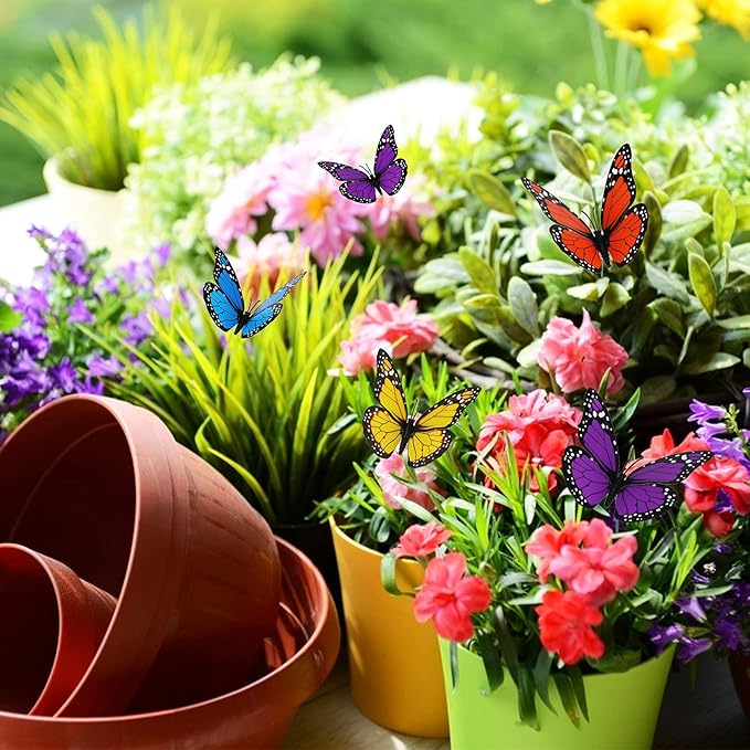 KINGLAKE Butterfly Garden Stakes Yard Planter Colorful Butterfly Garden Ornaments Decorations for Garden Patio Party Decorations 27 Pcs Set