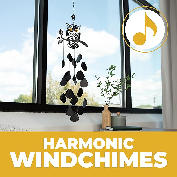 VP Home 30-inchBlack Tribal Owl Wind Chimes for Decoration, Unique Tribal Owl Windchimes Best for Outdoor Decoration Garden Decor, Yard Decor Chimes Gift for Women, Mom, Grandma, Unisex