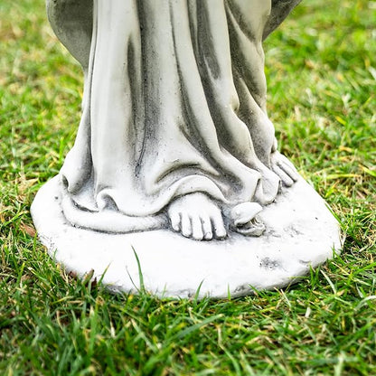 glitzhome GH50521 Blessed Mother Virgin Mary Religious Garden Decor Statue, 31 Inch, Antique Beige