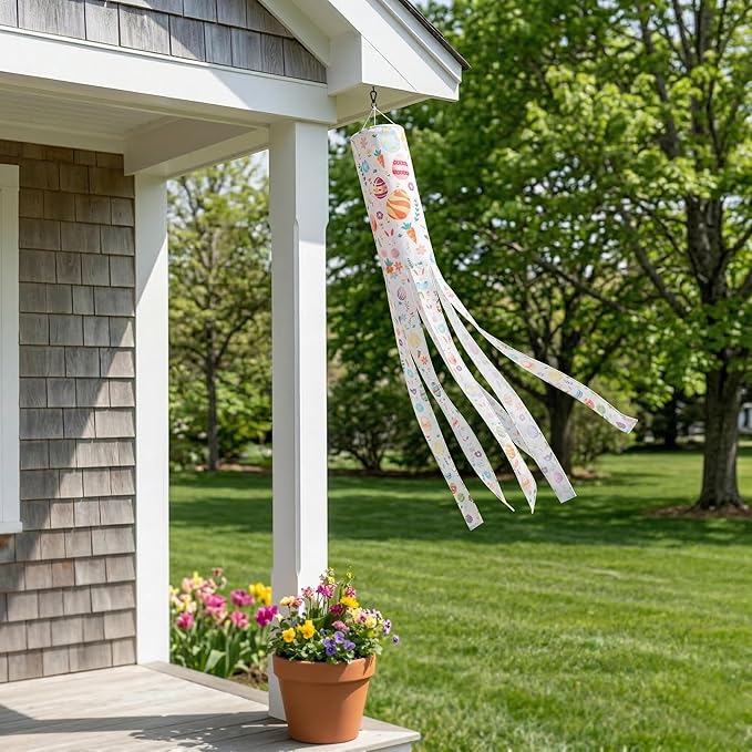 Madrona Brands Easter Collage Windsock | Durable Outdoor Hanging Wind Decor | Yard, Patio, Porch | 48 Inch
