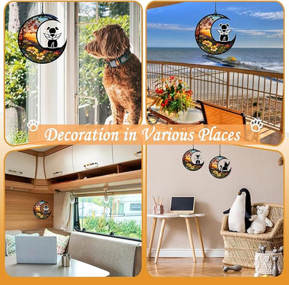BamLue Dog Ornament Suncatcher Memorial Gifts for Dog Lovers, A Black Dog with Wings on Window Hangings Suncatcher, Loss of Dog Sympathy Gift, Remembrance Gifts in Memory