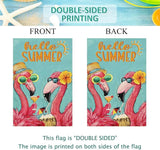 Baccessor Hello Summer Garden Flag Double Sided 12.5x18 Inch Pink Flamingo Tropical Beach Summer Welcome Small Yard Flag Burlap Seasonal Farmhouse Outside Outdoor Decoration