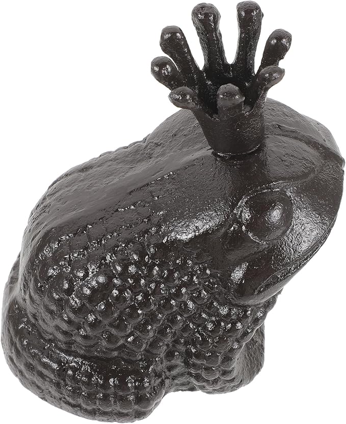 Toyvian Iron Frog Sculpture Cute Garden Statue Tabletop Decor with Vivid Design Stable and Easy to Clean for Home and Outdoor Display