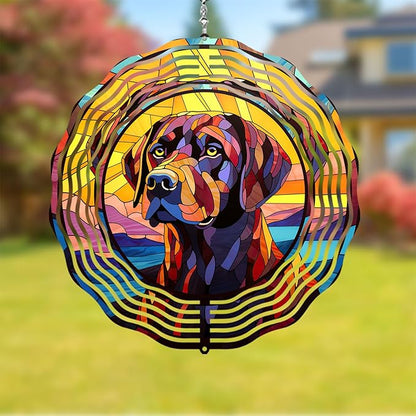 Labrador Retriever Wind Spinner Dog Memorial Gifts, Vibrant 3D Kinetic Aluminum Metal Yard Art, Loss of Dogs Sympathy Gifts, Hanging Outdoor Garden Decor, 8" Wind Sculptures for Patio, Porch (LR 5)