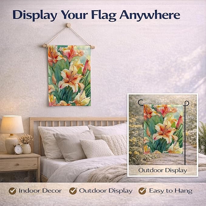 Caroline's Treasures Utah Sego Lilies in Watercolor Garden Flag Mailbox Flag Decorative Yard Flag Banner Outside Patio Artwork Yard Flower Beds, Garden Size, Multicolor